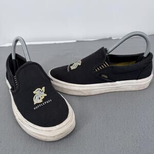 Vans Harry Potter Hufflepuff Slip On Shoes Womens 6 Mens 4.5 Black Yellow Canvas